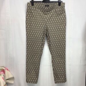 Roz & Ali Geometric Black and Tan Stretch Pull On Pants